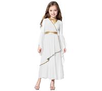 iiniim Costume Da Dea Greca Di Lusso Per Bambine Abito Da Principessa in Tulle Toga Romana Costume Da Dea Atena Per Carnevale Halloween E Natale Bianco 11-12 anni