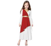 iiniim Costume Da Dea Greca Di Lusso Per Bambine Abito Da Principessa in Tulle Toga Romana Costume Da Dea Atena Per Carnevale Halloween E Natale Borgogna 13-14 anni
