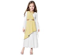 iiniim Costume Da Dea Greca Di Lusso Per Bambine Abito Da Principessa in Tulle Toga Romana Costume Da Dea Atena Per Carnevale Halloween E Natale Giallo 9-10 anni