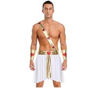 iiniim Costume del Dio Dell'amore per Uomo Toga Cupido con Gonna Asimmetrica E Capotto per Festa Tematica Festival Musicali Compleanni Bianco M