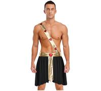 iiniim Costume del Dio Dell'amore per Uomo Toga Cupido con Gonna Asimmetrica E Capotto per Festa Tematica Festival Musicali Compleanni Nero S
