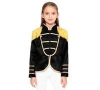 iiniim Costume Direttore Banda Musicale Batteristi Bambini Giacca Della Guardia Reale Uniforme Comandante Banda Musicale Marcia Nero 7-8 anni