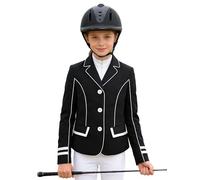 iiniim Giacca Da Equitazione Per Bambina Cappotto Con Collo Con Risvolto Maniche Lunghe Con Bottoni Capo Da Esterno Per Andare A Cavallo Nero 5-6 anni