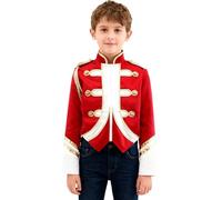 iiniim Giacca Majorette Da Banda Musicale Per Bambini Cappotto A Maniche Lunghe Con Cerniera Costumi Cosplay Festa Di Halloween Carnevale Rosso 7-8 anni