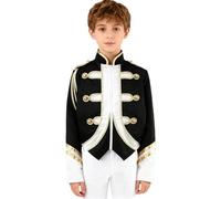 iiniim Giacca Majorette Da Banda Musicale Per Bambini Cappotto A Maniche Lunghe Con Cerniera Costumi Cosplay Festa Di Halloween Carnevale Nero 7-8 anni