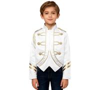 iiniim Giacca Majorette Da Banda Musicale Per Bambini Cappotto A Maniche Lunghe Con Cerniera Costumi Cosplay Festa Di Halloween Carnevale Bianco 11-12 anni