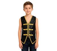 iiniim Gilet Gotico Steampunk Per Bambini Gilet Elegante Con Collo A V Giacca Da Uomo Costume Da Principe Medievale Nero 15-16 anni
