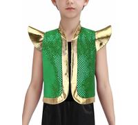 iiniim Gilet Principe Arabo Con Strass Bambini Fantastico Il Cosplay E Le Rappresentazioni Principe Arabo Dai Ai Anni Verde 13-14 anni