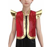 iiniim Gilet Principe Arabo Con Strass Bambini Fantastico Il Cosplay E Le Rappresentazioni Principe Arabo Dai Ai Anni Rosso 13-14 anni