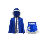 iiniim Insieme Di Attrezzature Da Box Per Bambini Pantaloncini E Kimono Da Box Abbigliamento Da Allenamento Abiti Da Boxeur Per Il Cosplay Blu Argento 15-16 anni