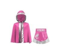 iiniim Insieme Di Attrezzature Da Box Per Bambini Pantaloncini E Kimono Da Box Abbigliamento Da Allenamento Abiti Da Boxeur Per Il Cosplay Argento rosa caldo 7-8 anni