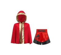 iiniim Insieme Di Attrezzature Da Box Per Bambini Pantaloncini E Kimono Da Box Abbigliamento Da Allenamento Abiti Da Boxeur Per Il Cosplay Rosso Oro Nero 9-10 anni