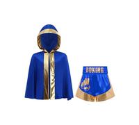 iiniim Insieme Di Attrezzature Da Box Per Bambini Pantaloncini E Kimono Da Box Abbigliamento Da Allenamento Abiti Da Boxeur Per Il Cosplay Oro blu 7-8 anni