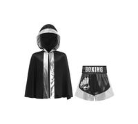 iiniim Insieme Di Attrezzature Da Box Per Bambini Pantaloncini E Kimono Da Box Abbigliamento Da Allenamento Abiti Da Boxeur Per Il Cosplay Nero Argento 7-8 anni