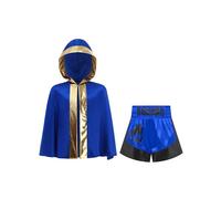 iiniim Insieme Di Attrezzature Da Box Per Bambini Pantaloncini E Kimono Da Box Abbigliamento Da Allenamento Abiti Da Boxeur Per Il Cosplay Blu Oro Nero 15-16 anni