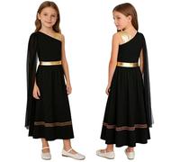 iiniim Ragazza Costume Toga Bambine Vestito Da Antica Dea Greca Romana Dio Greco Romano Carnevale Cosplay Di Filosofi Feste Di Carnevale Nero 5-6 anni