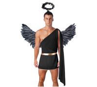 iiniim Uomo Costume Completo Angelo Divisa Prete Salopette Cappa Corta | Abbigliamento Angelo Maschile,Set Il Gioco Dei Ruoli In Festa Tematica,Maschera Carnevale,Rave,Costume Per Halloween