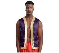 iiniim Uomo Costume Principe Abbigliamento Arabo Per Azzurro Halloween | Ideale Per Halloween E Carnevale,Design Vintage Medievale,Gilet Principe Elegante Uomo,Nightclub,Festa Di,Compleanno