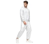 iiniim Uomo Divisa Per Sauna Set Tuta Ginnastica Due Pezzi Abbigliamento Felpa Uomini Tuta Ginnastica Lucida Aderente Bianca Palestra Bianco L