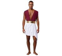 iiniim Uomo Male Greek God Costume Roman Cosplay Outfit Adult Party Toga Costume Short Robe Dress Medieval Warrior Outfits Birthday Carnival Stage Borgogna L