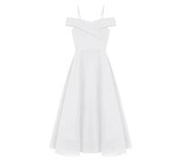 iiniim Vestito Lungo Bambina Elegante Principessa Chiffon Tutu Abito da Sera Cerimonia Damigella d'Onore Comunione Vestiti Bimba Festa Bianco 9-10 Anni