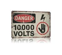 IINKUEYK 10000 Volts High Voltage Warning Sign Aluminum Hazard Sign for Electrical Box Control Panel Maintenance Area Danger Do Not Enter (8 X 12 inch)