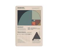 IINKUEYK Golden Ratio And Fibonacci Sequence Science Art Poster Math Geometry Chart On Vintage Metal Sign For Office Study Or Classroom Decor 8 X 12