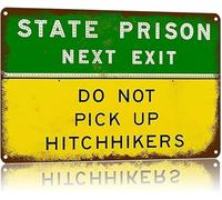 IINKUEYK Humorous Road Sign State Prison Next Exit Vintage Metal Tin Plaque for Man Cave Wall-Art 8 X 12