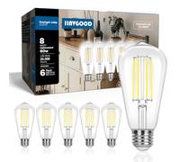 IINVGOOD Lampadine Edison equivalenti a 60 W, dimmerabili vintage a LED, 5000 K, luce bianca diurna, ST58, 8 W, 800 lm, 90 + CRI, lampadina a LED con filamento decorativo anticato, vetro trasparente