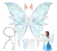 IIRC Fairy Wings Costume, ali di fata per bambini, adulti, ali di farfalla per carnevale, compleanno, Halloween, Natale, giochi di ruolo, fumetti con tema, festa (celeste)