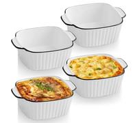 IIRC Piccole pirofila in ceramica, set da 4 pezzi, mini pirofile, lasagne, piccole per forno, friggitrice ad aria calda, forno a microonde (bianco, 14,5 x 11,5 x 5,5 cm)