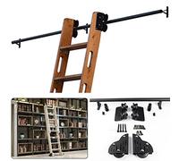 IisrAr Kit libreria Scorrevole con ferramenta Scorrevole Kit Scala Scorrevole per libreria Kit ferramenta Binario Scorrevole Sistema Binario Scala Kit Binario per Porta Scorrevole in Legno Kit Arma