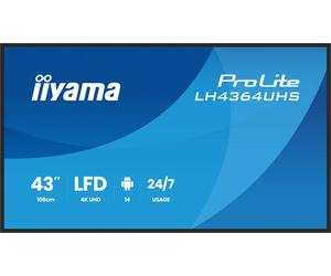 iiyama DS LH4364UHS-B1AG Monitor di Presentazione 43", 4K VA LED, USB-C, iiSignage² (CMS), iiControl (DMS), iiShare, 24/7