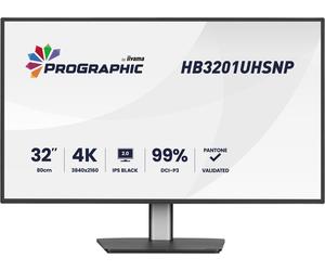 IIYAMA HB3201UHSNP-B1 32inch IPS BLACK 2.0 panel 3840x2160 UHD DCI-P3 99per Pantone Certified Delta E 2 USB-C Dock LAN/96W PD/DP-OUT