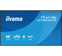 iiyama Prolite LE9864UHS-B1AG - Display digitale da 247,7 cm, 98", pannello LED VA 4K UHD HDMI USB-C USB2.0 RS-232c RJ45 Android 14 OS iiSignage² WiFi Mediaplayer 24/7, antiriflesso, nero