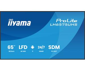 iiyama ProLite LH6575UHS-B2AG Display per segnaletica digitale 4K da 65" con funzionamento 24 ore su 24, 7 giorni su 7, sistema operativo Android, funzione Signal FailOver e slot Intel® SDM.