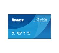 iiyama Prolite LH7564UHS-B1AG - Display digitale da 75", 189,5 cm, pannello LED VA 4K UHD HDMI USB-C USB2.0 RS-232c RJ45 Android 14 OS iiSignage² WiFi Mediaplayer 24/7, antiriflesso, nero