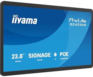 iiyama Prolite S2425AS-B1P - Display digitale da 60,5 cm, 23,8", IPS LED, Full HD, USB-C Audio, USB 2.0/3.2, RJ45, Android 14 OS iiSignage², WiFi, Bluetooth PoE 24/7, 3H, antiriflesso, colore: Nero