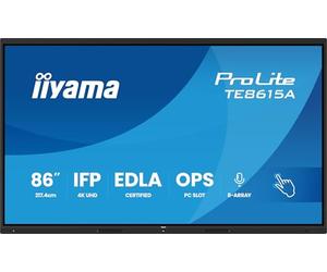 iiyama ProLite TE8615A-B1AG - Display interattivo IPS, 217,4 cm, 86", 4K UHD 40 punti touch DeepContrast-IR+ HDMI DP USB-C USB3.2 RS-232c RJ45 OPS WiFi Android 14 OS Google EDLA iiControl AntiGlare