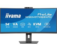 iiyama Prolite XCB3497WQSNP-B1 - Monitor curvo 1500R 34" VA LED UWQHD HDMI DP USB 3.2 USB-C Dock 95W RJ45 KVM Switch regolazione altezza sincronizzazione adattiva nero