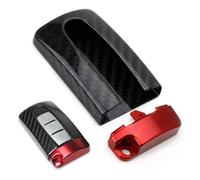 iJDMTOY (1) Custodia protettiva in vera fibra di carbonio GTR Style con base rossa compatibile con telecomando Nissan o Infiniti ovale Keyless Entry