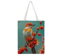 IJHGERFL Happy Bird in The Tree 04 - Borsa tote in tela, riutilizzabile, ecologica, per la spesa, borsa a tracolla casual alla moda, borsa versatile ed elegante per attività all'aperto, 38 x 46 cm