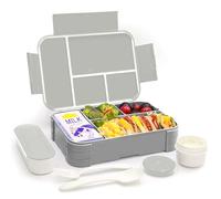 IJIAMY Contenitore per il pranzo per bambini, a prova di perdite, per bambini, con scomparti, contenitore per il pane per ragazze e ragazzi, ideale per scuola, asilo e gite (grigio)