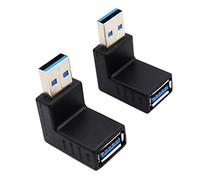iJiGui 2 Pezzi Adattatore USB 3.0 da 90 Gradi 5 Gbps USB A Maschio a Femmina ad Angolo Retto Connettore Accoppiatore, Combinato Giunto Verticale su e Giù Connettore Accoppiatore