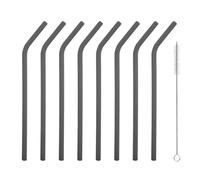 iJiGui 8 Cannucce Riutilizzabili in Silicone, Silicone Cannucce Ecologico, con Spazzola, 0,8cm di Diametro, Cannucce Riutilizzabili, per Latte, Succhi, Yogurt (Grigio)