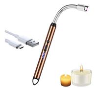 iJiGui Accendino Elettrico, Arco Elettrico Accendino da Cucina Accendigas, Accendini USB Ricaricabile, Collo Lungo Girevole a 360°, Antivento per Candele Gas Cucina Grill Barbecue(Oro Rosa)