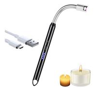 iJiGui Accendino Elettrico, Arco Elettrico Accendino da Cucina Accendigas, Accendini USB Ricaricabile, Collo Lungo Girevole a 360°, Antivento per Candele Gas Cucina Grill Barbecue(Nero)