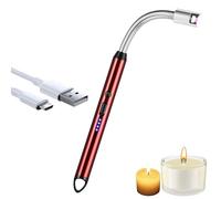 iJiGui Accendino Elettrico, Arco Elettrico Accendino da Cucina Accendigas, Accendini USB Ricaricabile, Collo Lungo Girevole a 360°, Antivento per Candele Gas Cucina Grill Barbecue(Rossa)