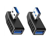 iJiGui Adattatore USB 3.0 da 90 Gradi a Connettore Accoppiatore Maschio a Femmina ad Angolo Retto e ad Angolo Retto, Compatibile con Tutti i Dispositivi di interfaccia USB, 2 Pezzi
