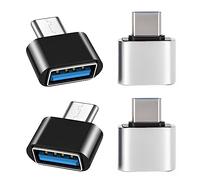 iJiGui Adattatore USB C a USB 2.0 (4 Pezzi), Adattatore Tipo C a USB-A OTG Connettore, per MacBook Pro 2019/2018, Samsung Galaxy, Google Pixel Nexus (Nero + Argento)